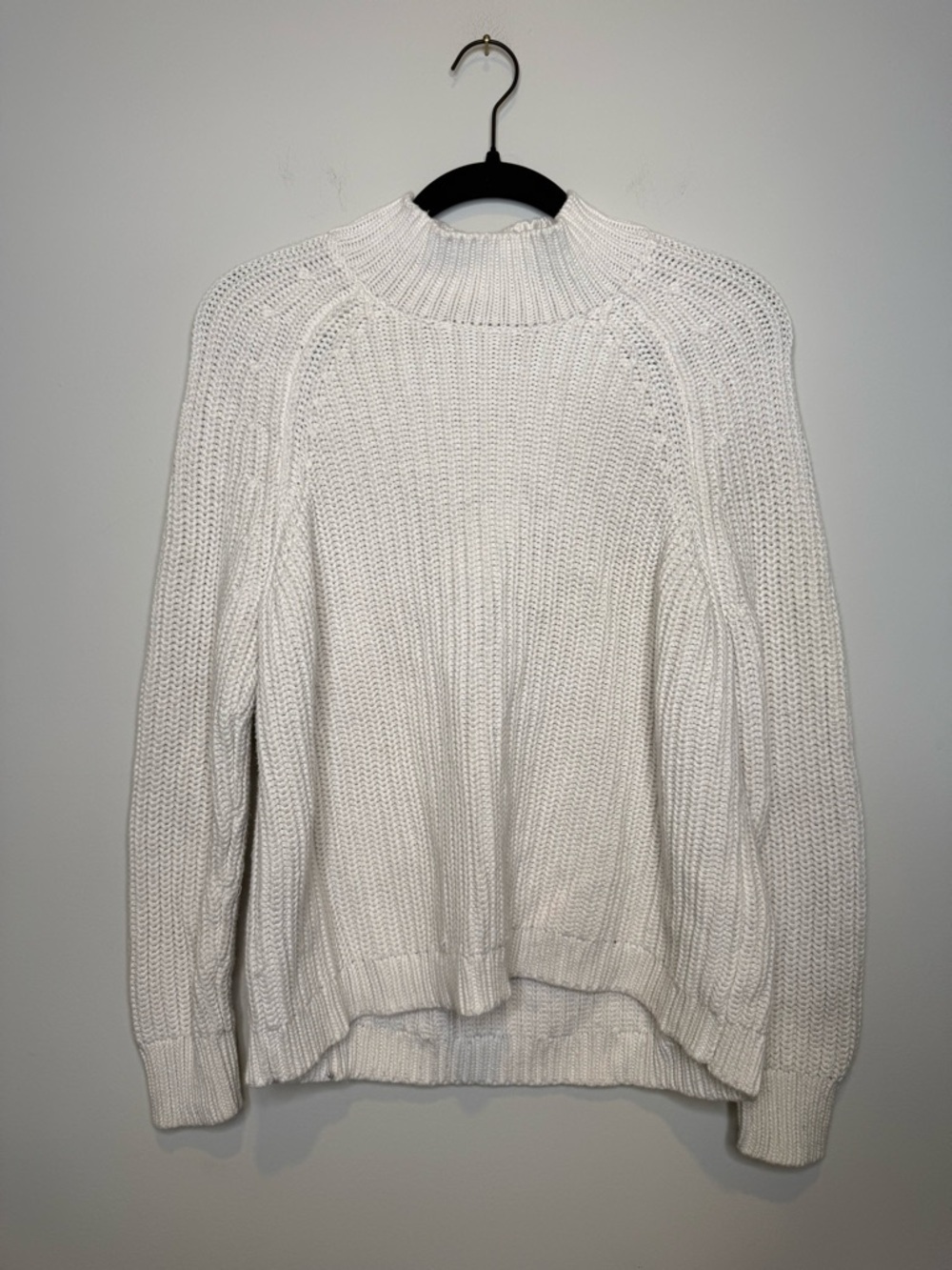 Kendall and Kylie Classic White Mock Neck Knit Sweater with back cutout